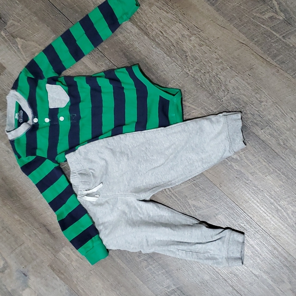 Striped Onsie with Matching Pants 24M